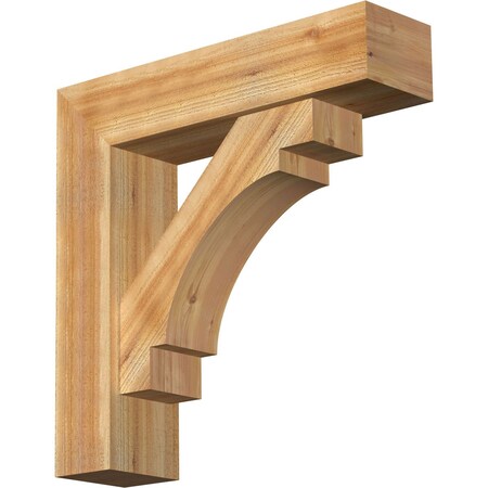 Ekena Millwork Merced Block Rough Sawn Bracket w/ Offset Brace, Western Red Cedar, 8"W x 32"D x 32"H BKT0806X32X32MRC05RWR